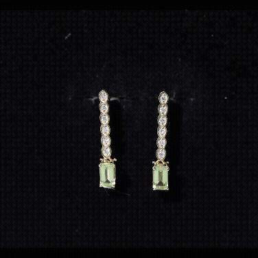 Certified Peridot and Diamond Drop Earrings in Gold Plated Silver