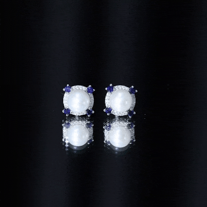 Certified 7 MM Cultured Pearl Halo Stud Earrings