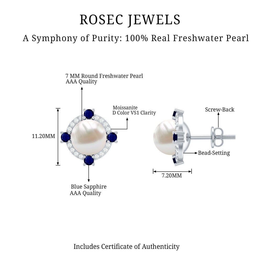 Certified 7 MM Cultured Pearl Halo Stud Earrings