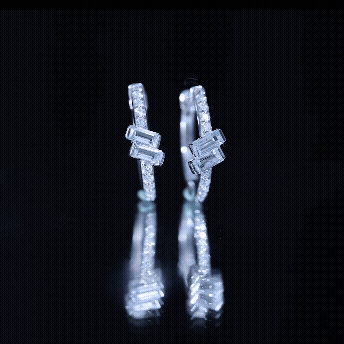 Natural Baguette Shape Sky Blue Topaz Diamond Hoop Earrings