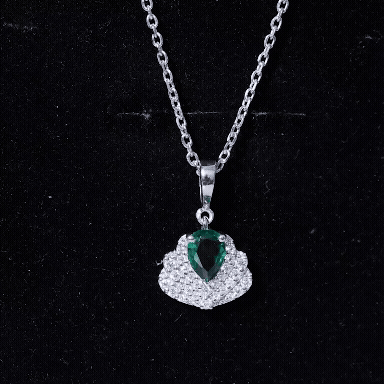 Pear Shape 5X7 MM Lab Emerald Statement Necklace for Wedding