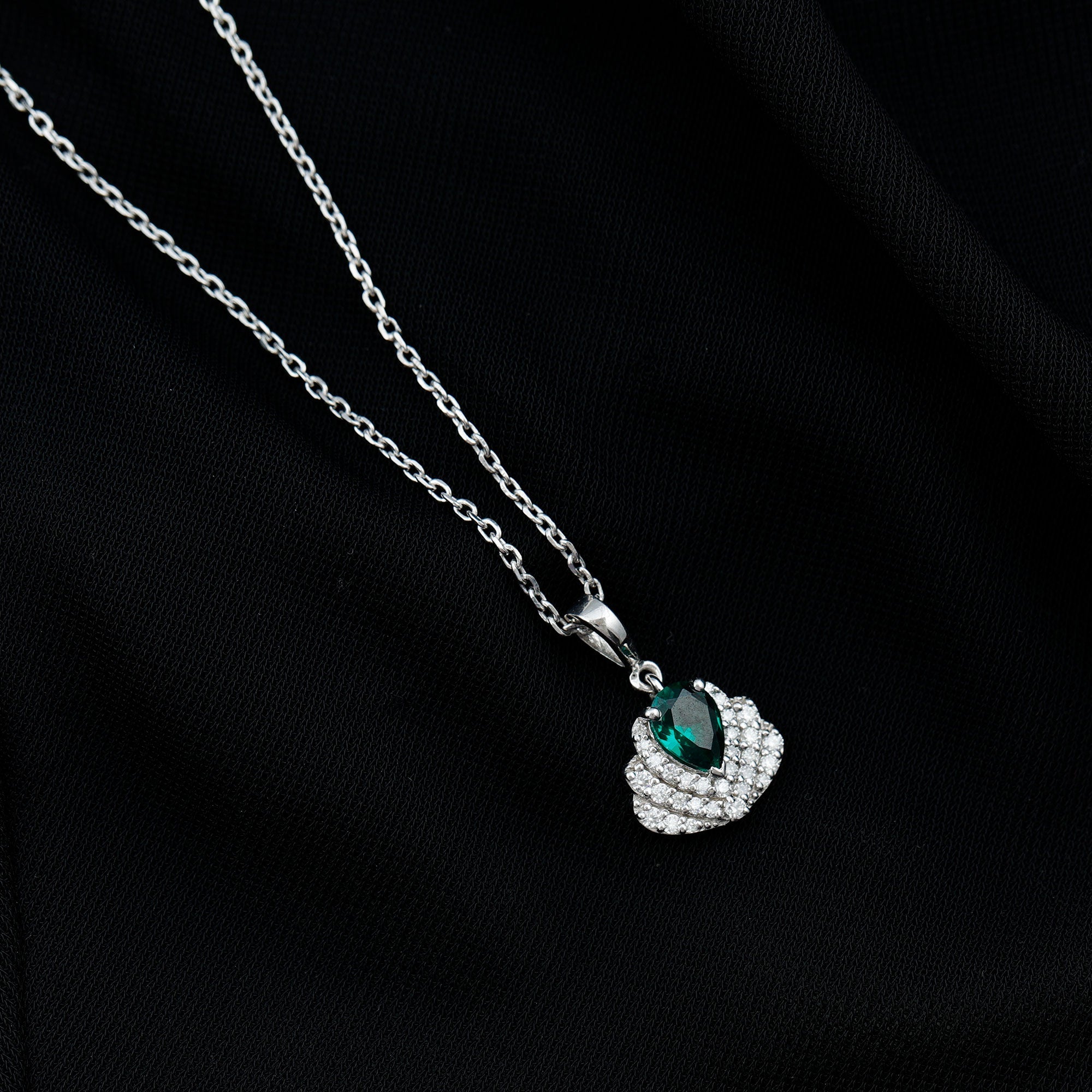 Pear Shape 5X7 MM Lab Emerald Statement Necklace for Wedding