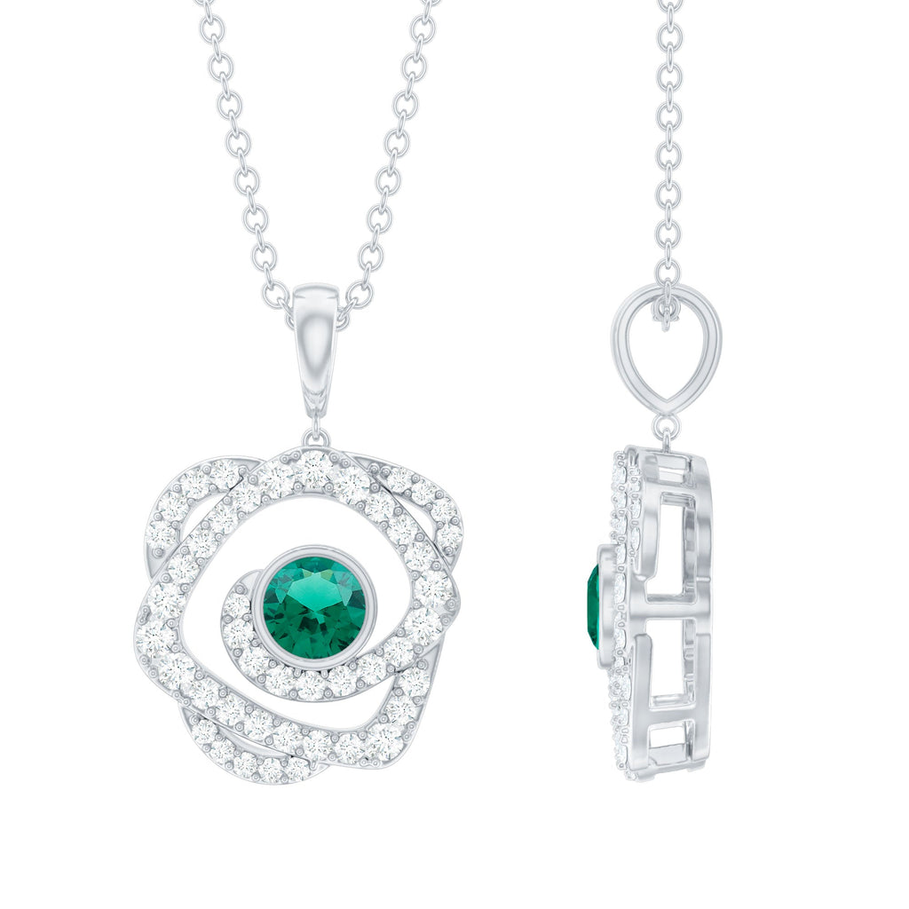 Certified Lab Grown Emerald Designer Necklace