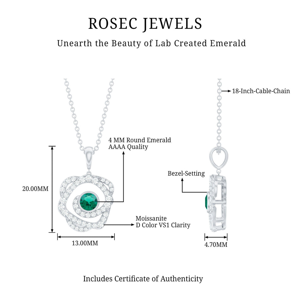 Certified Lab Grown Emerald Designer Necklace