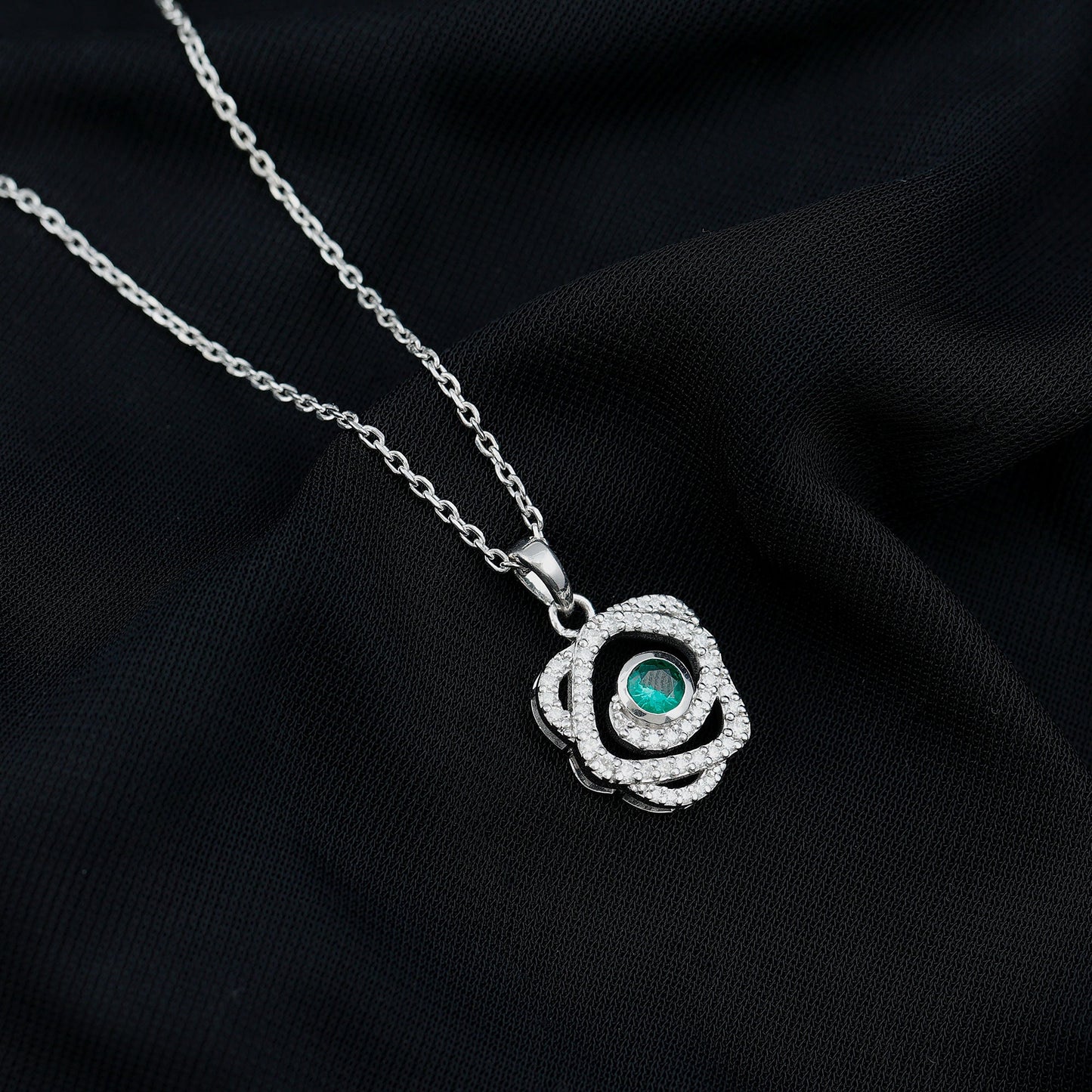 Certified Lab Grown Emerald Designer Necklace