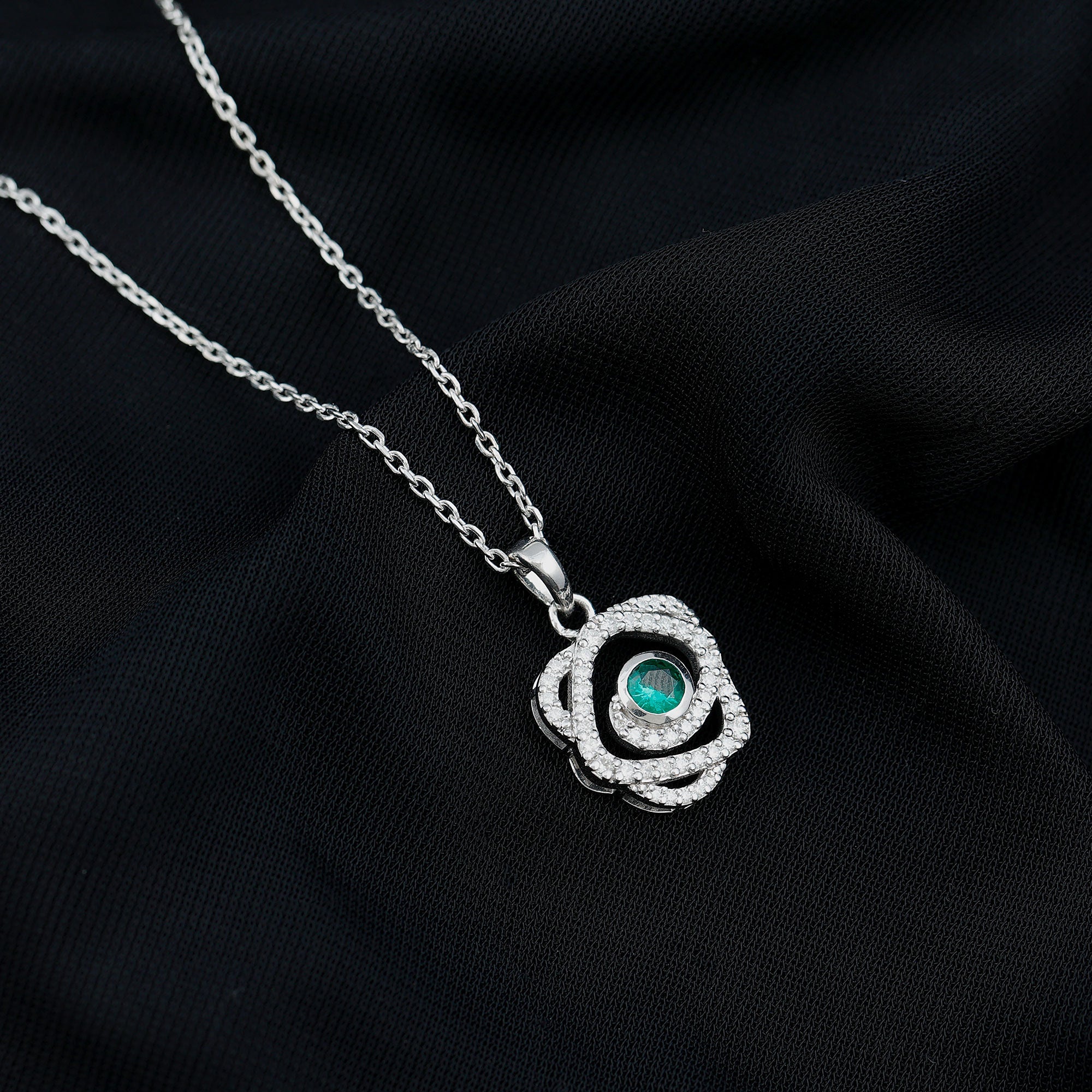 Certified Lab Grown Emerald Designer Necklace