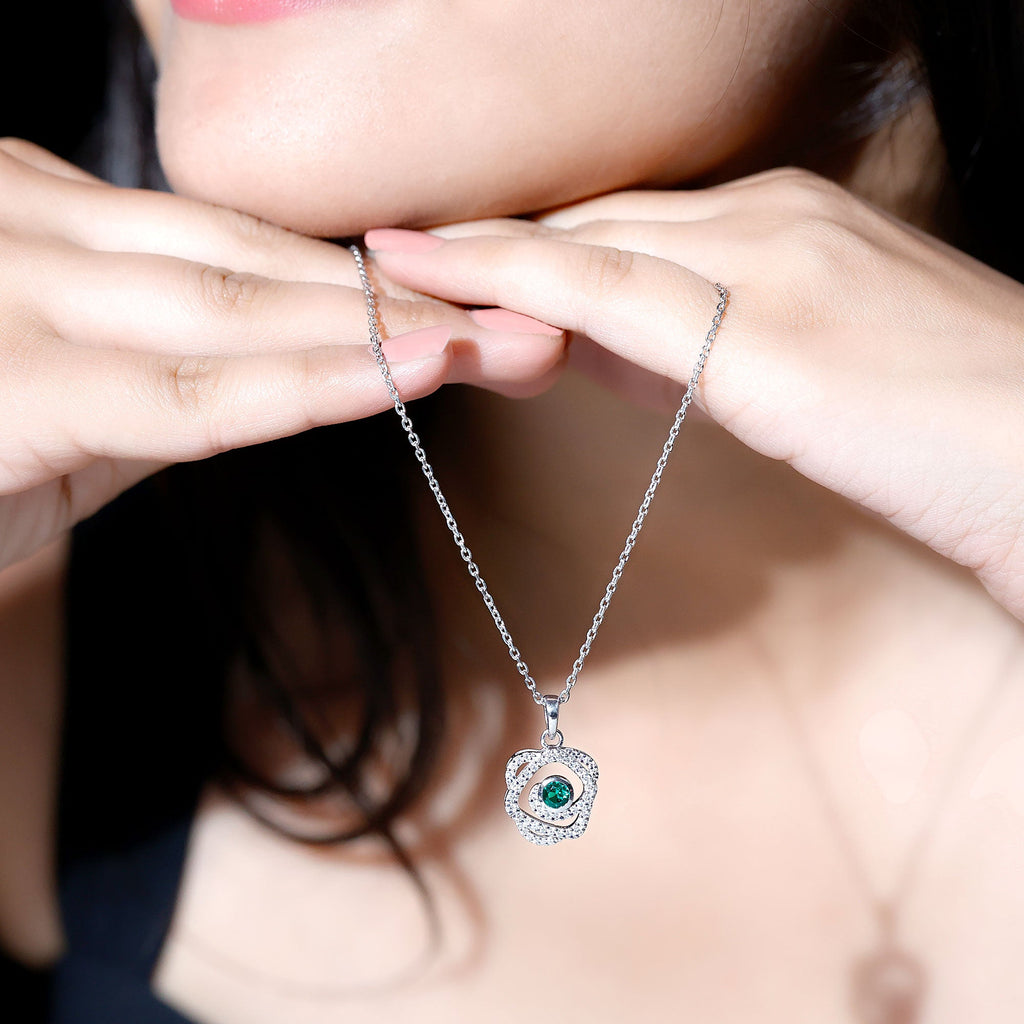 Certified Lab Grown Emerald Designer Necklace