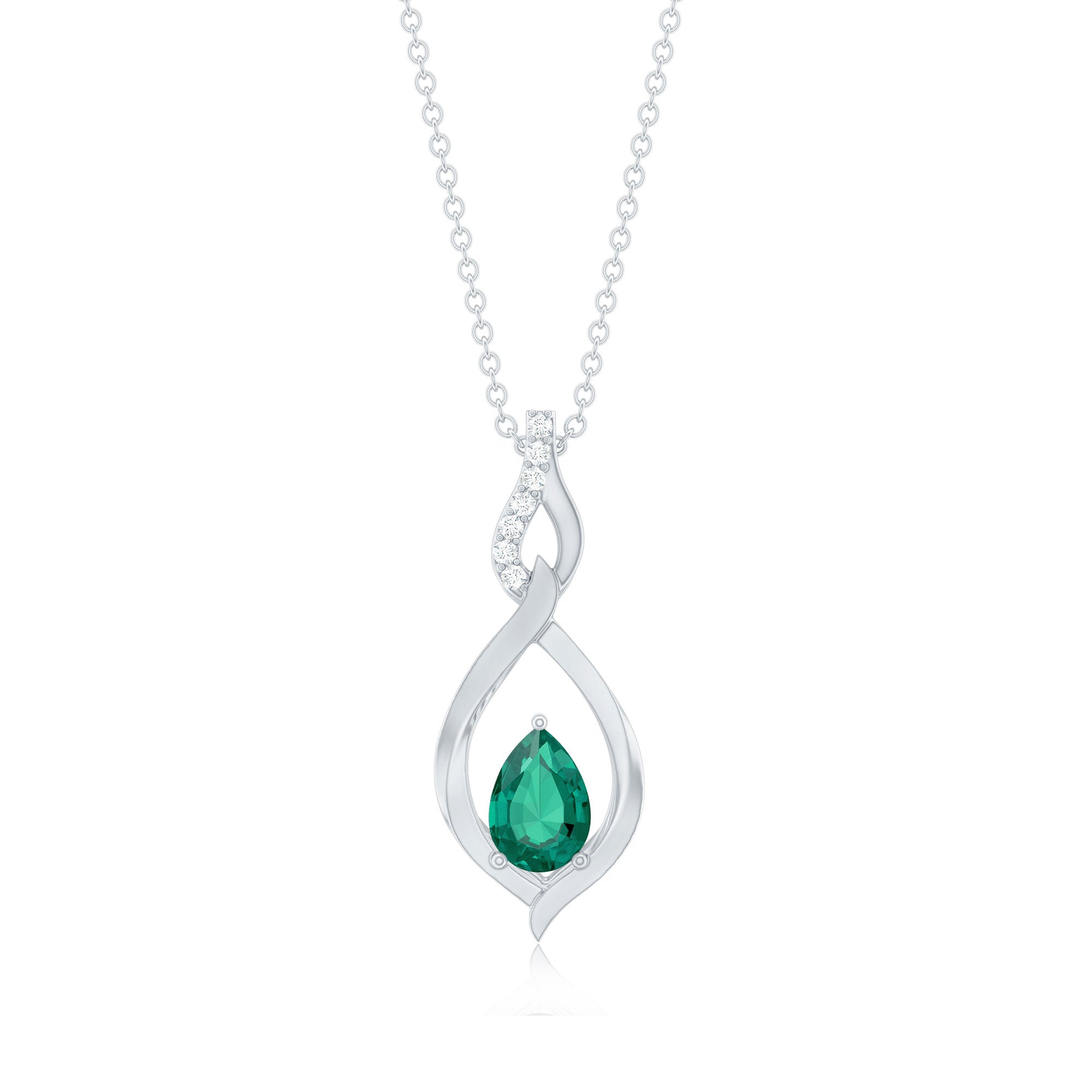 Lab Created Emerald and Moissanite Infinity Drop Necklace