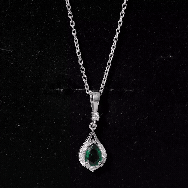 Lab Grown Emerald Designer Bridal Necklace with Moissanite