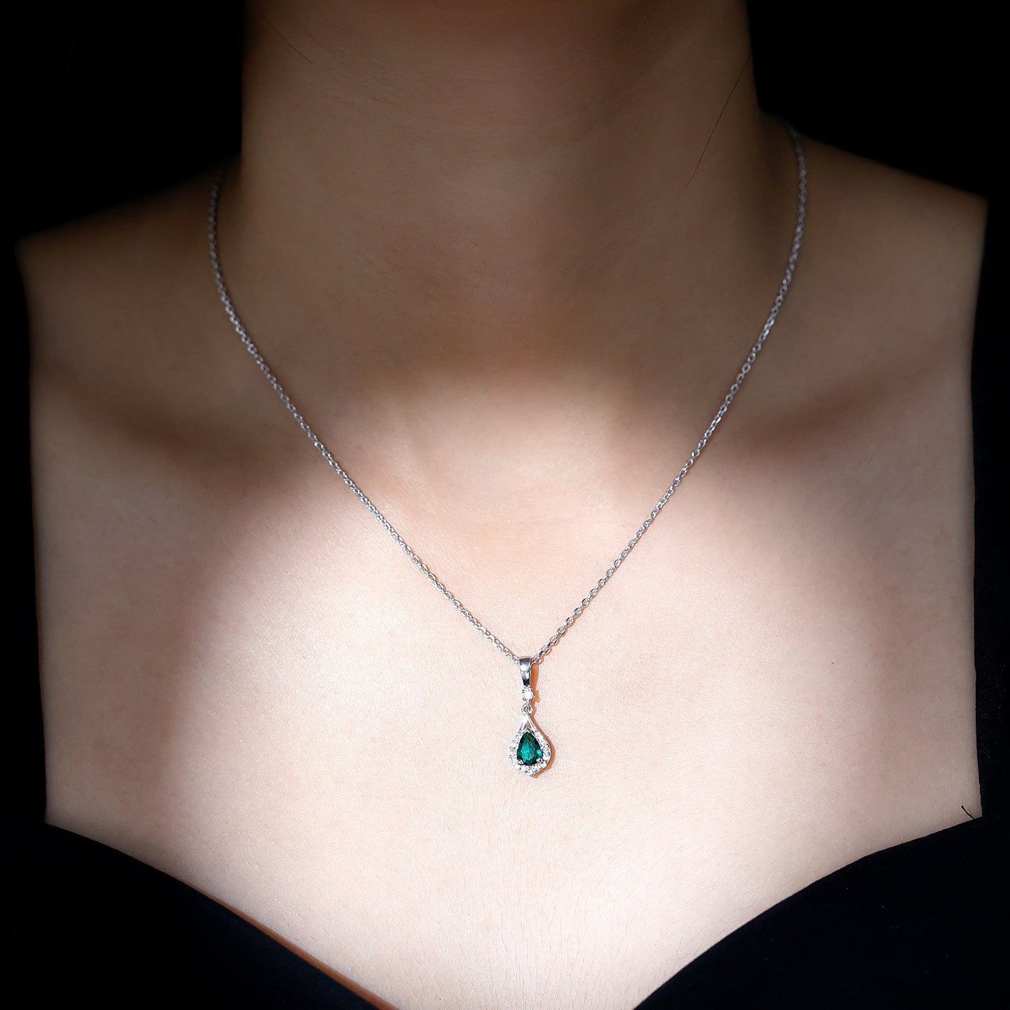 Lab Grown Emerald Designer Bridal Necklace with Moissanite
