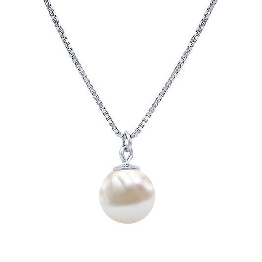 Natural Elegant Pearl Drop Necklace with Silver Chain