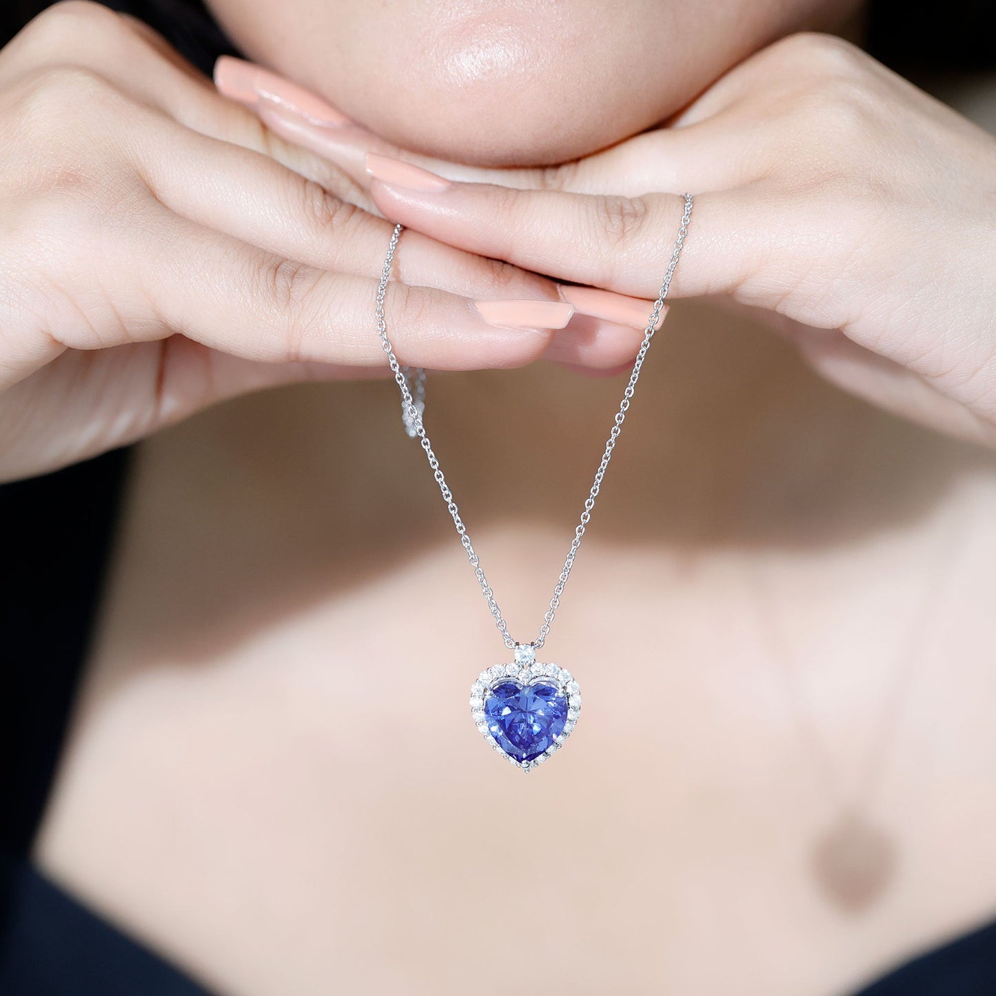Lab Grown Blue Sapphire Titanic Heart of The Ocean Necklace