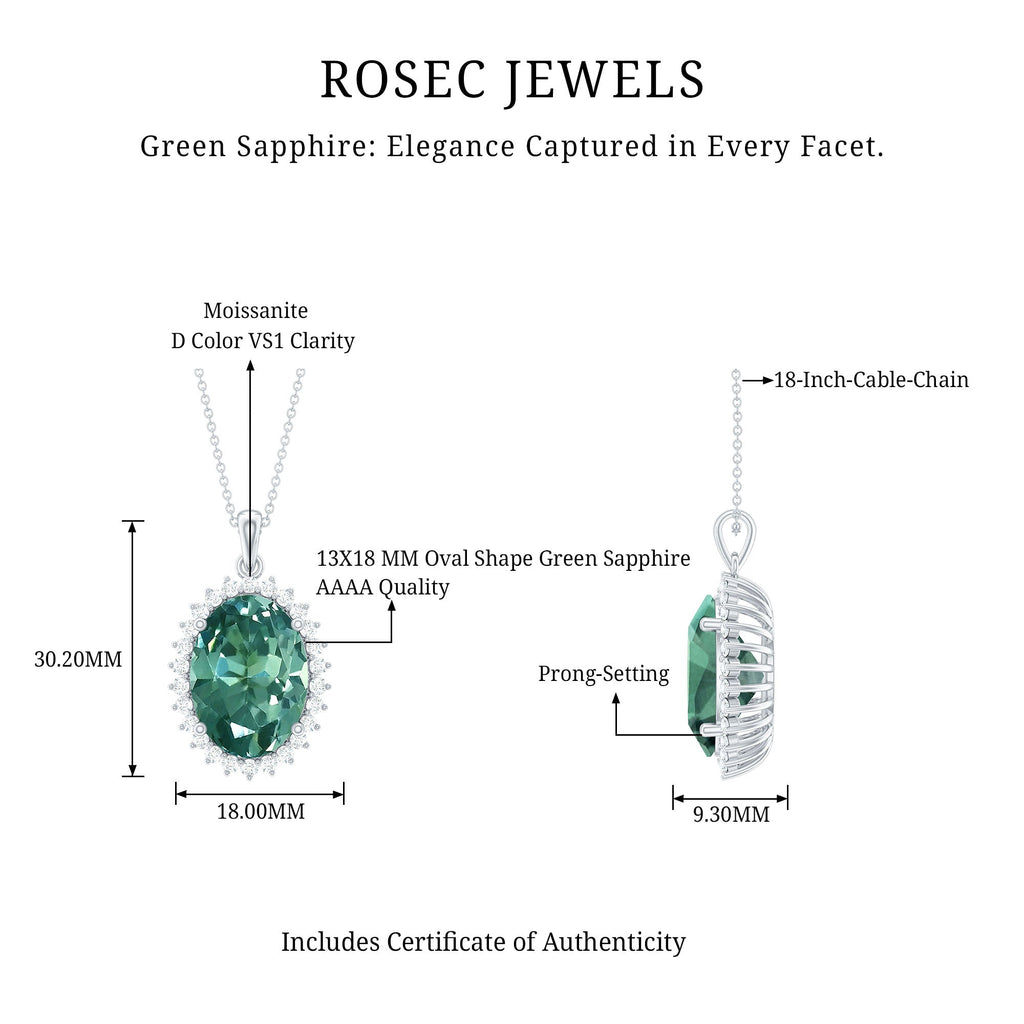 Lab Grown Green Sapphire Statement Necklace with Moissanite