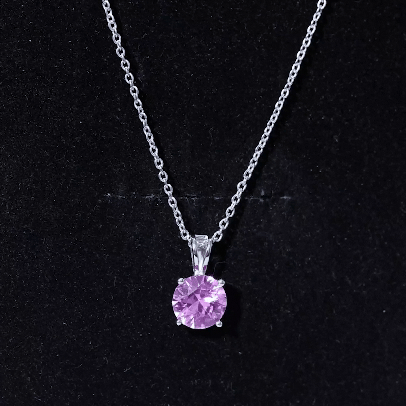 Lab Grown Pink Sapphire 2 CT Solitaire Pendant with Chain