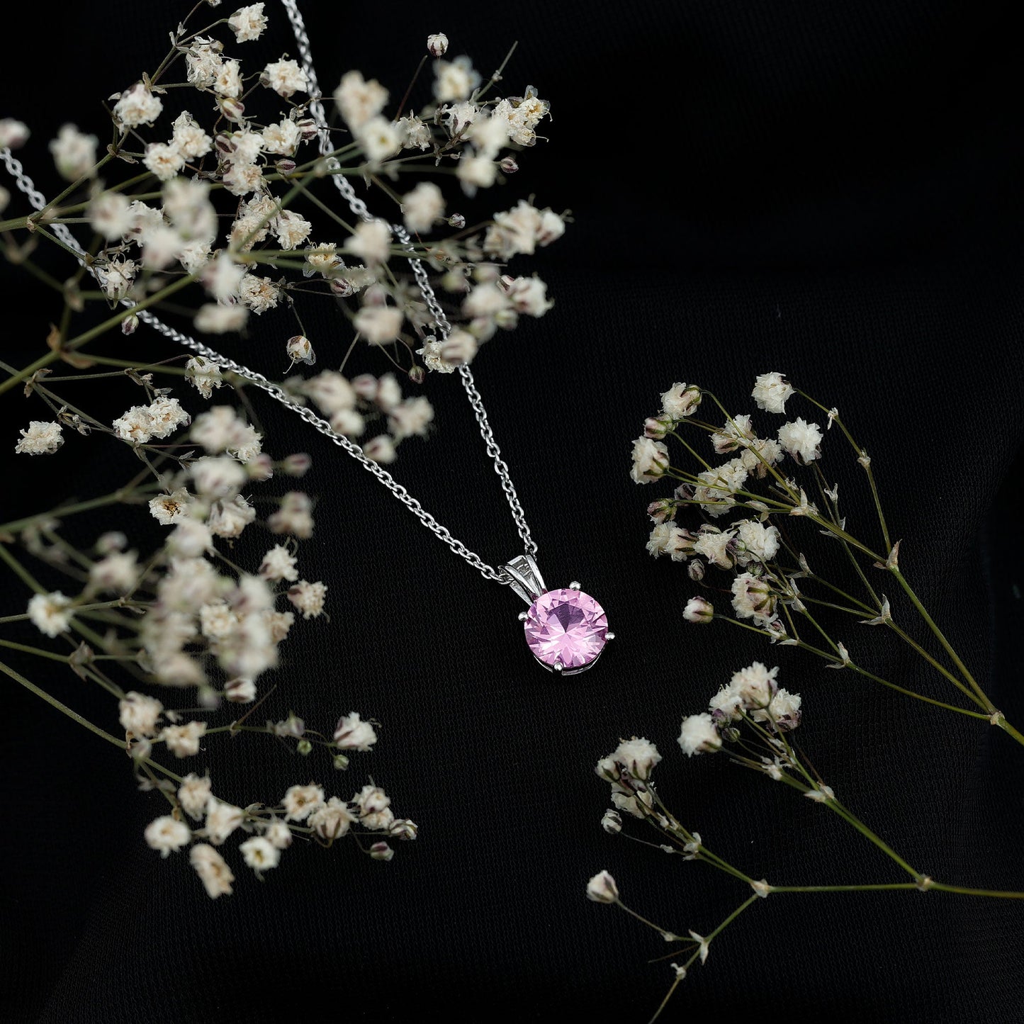 Lab Grown Pink Sapphire 2 CT Solitaire Pendant with Chain