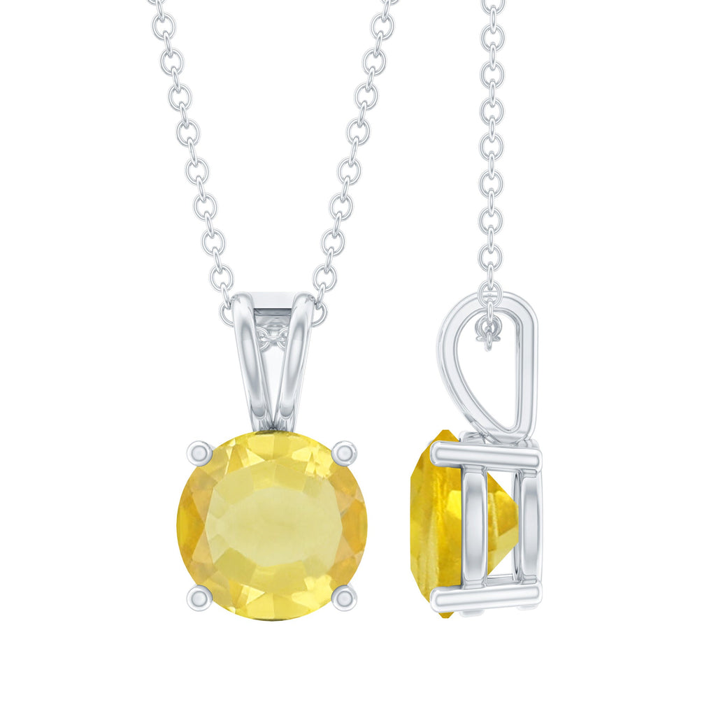 Lab Created 8 MM Yellow Sapphire Solitaire Necklace with Chain