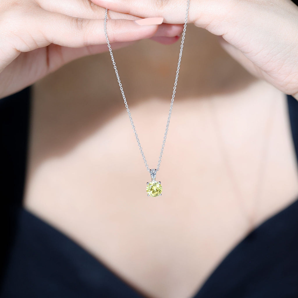 Lab Created 8 MM Yellow Sapphire Solitaire Necklace with Chain