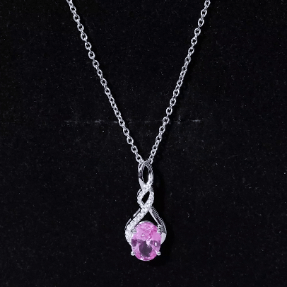 Lab Grown Pink Sapphire Moissanite Infinity Necklace With Chain