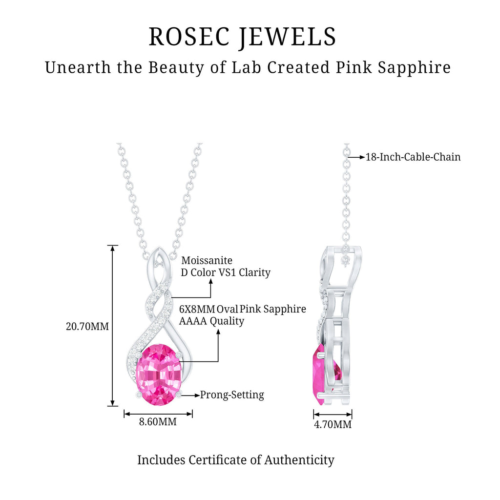Lab Grown Pink Sapphire Moissanite Infinity Necklace With Chain