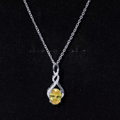 6X8 MM Lab Grown Yellow Sapphire Silver Infinity Necklace With Moissanite