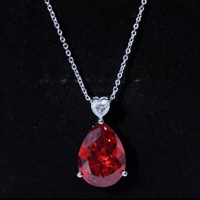 18X13mm Pear Shape Lab Grown Orange Sapphire Teardrop Necklace With Silver Chain