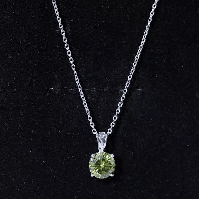 Lab Grown 8 MM Green Sapphire Solitaire Locket with Silver Chain