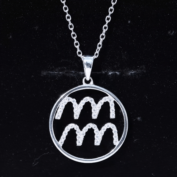 Aquarius Sign Moissanite Pendant Necklace