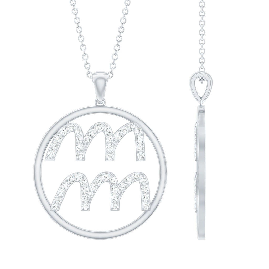 Aquarius Sign Moissanite Pendant Necklace