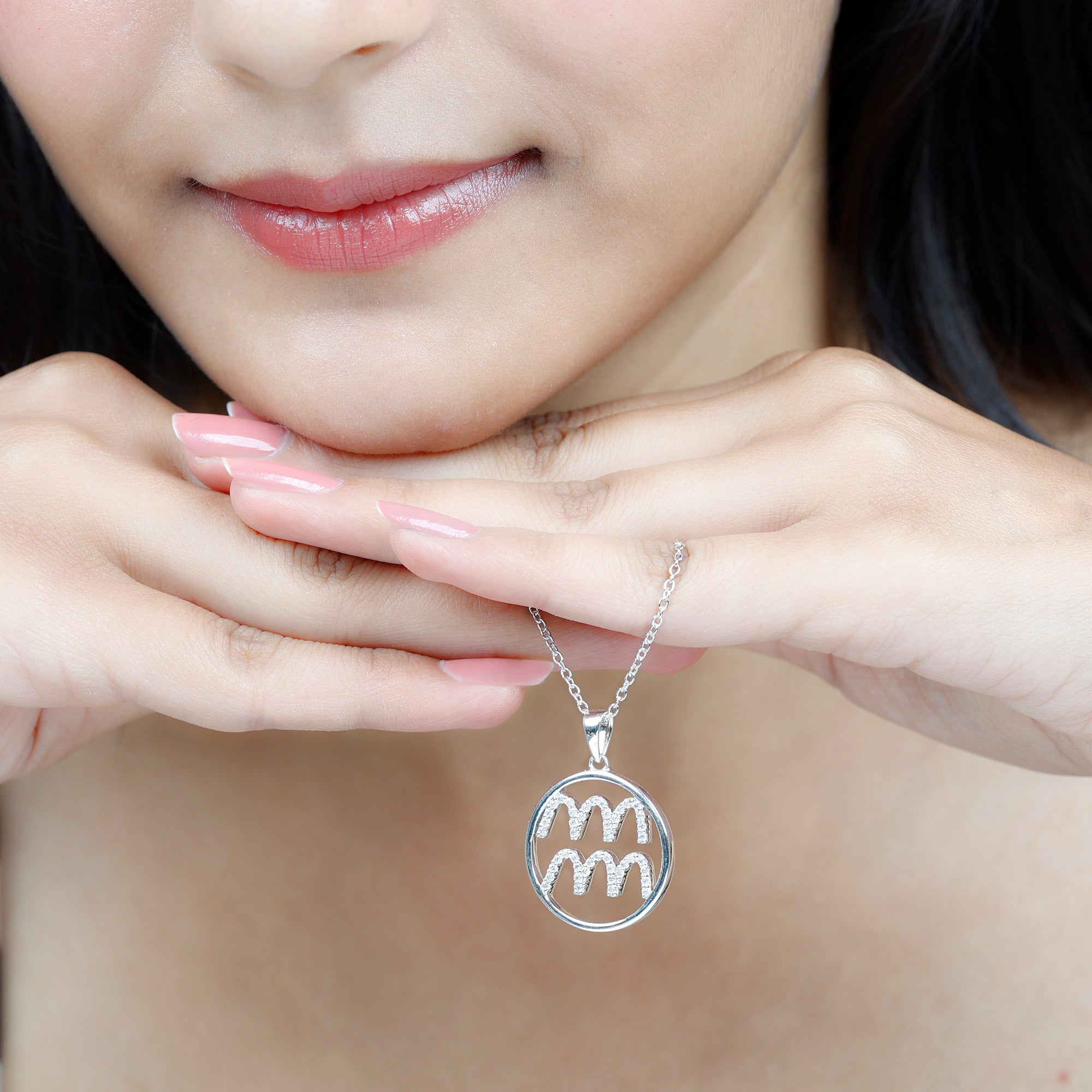 Aquarius Sign Moissanite Pendant Necklace