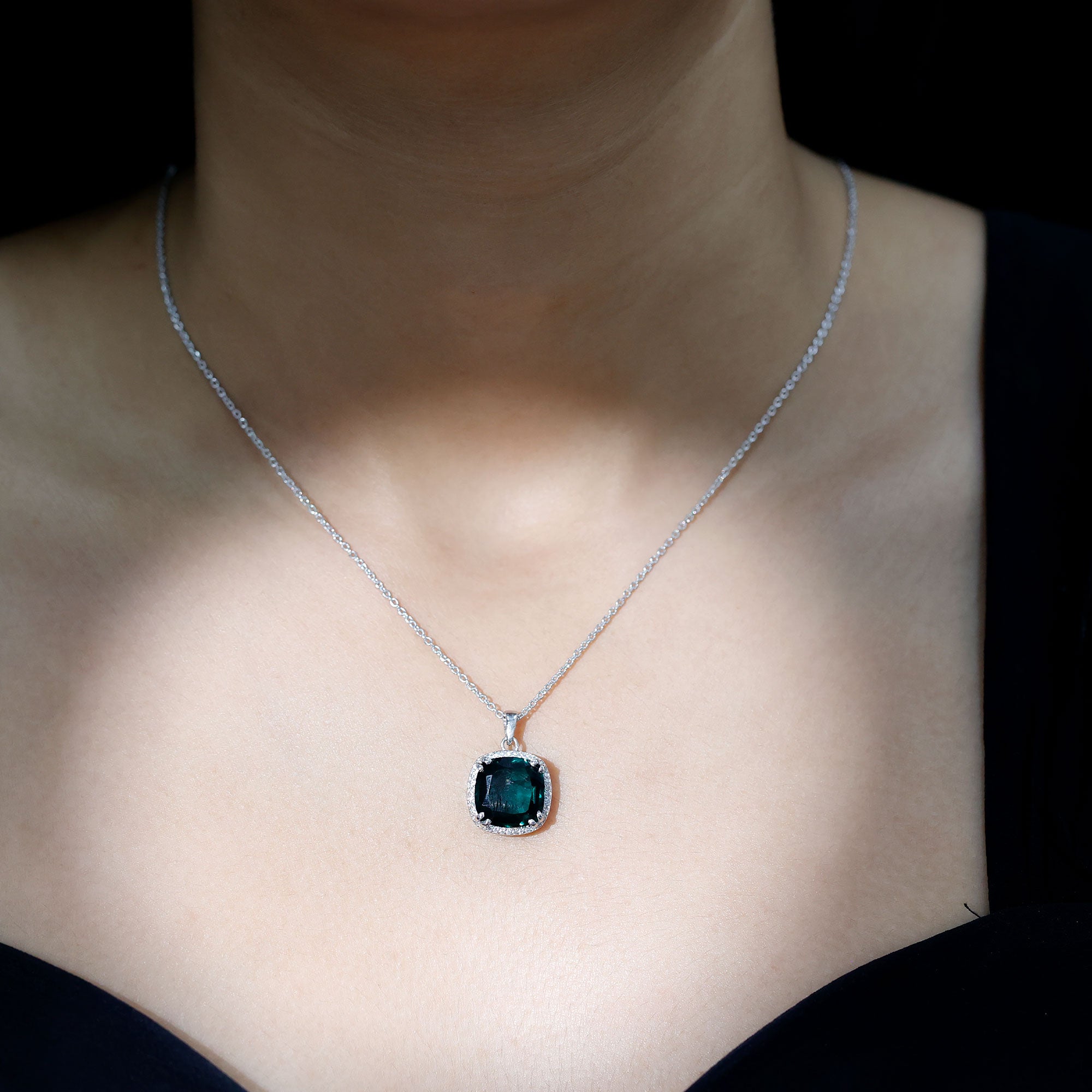 9 Carat Lab Grown Green Sapphire Statement Necklace
