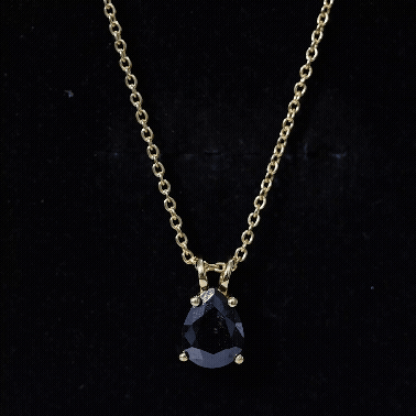 Pear Shaped Lab Created Black Diamond Solitaire Necklace with Chain