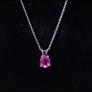 Pear Shaped Lab Created Pink Sapphire Solitaire Pendant Necklace