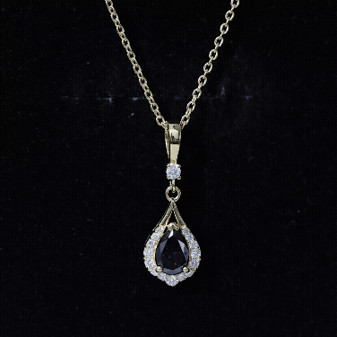 Certified Black and White Diamond Teardrop Necklace With Chain