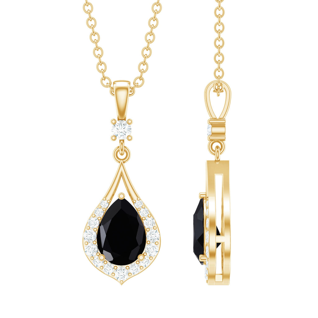Certified Black and White Diamond Teardrop Necklace With Chain