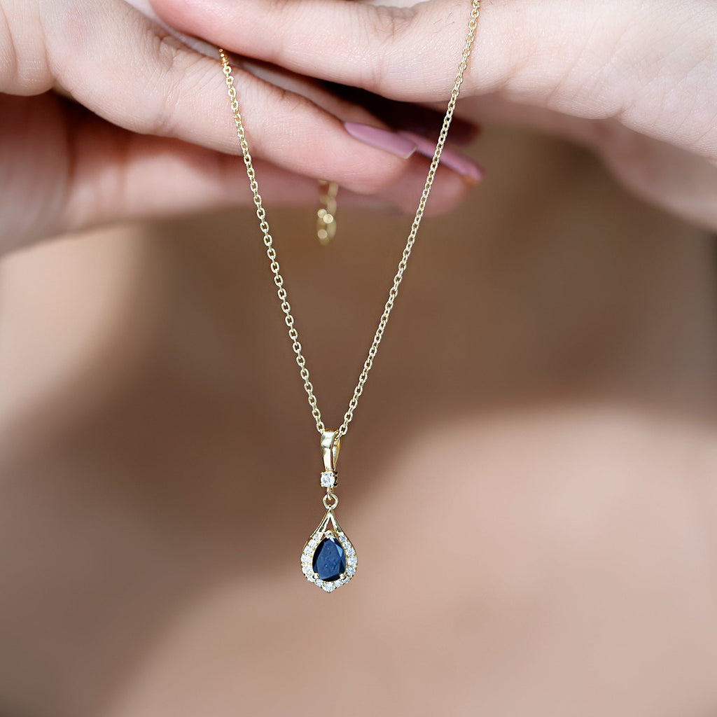 Certified Black and White Diamond Teardrop Necklace With Chain