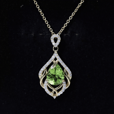 Designer Peridot and Diamond Bridal Statement Necklace