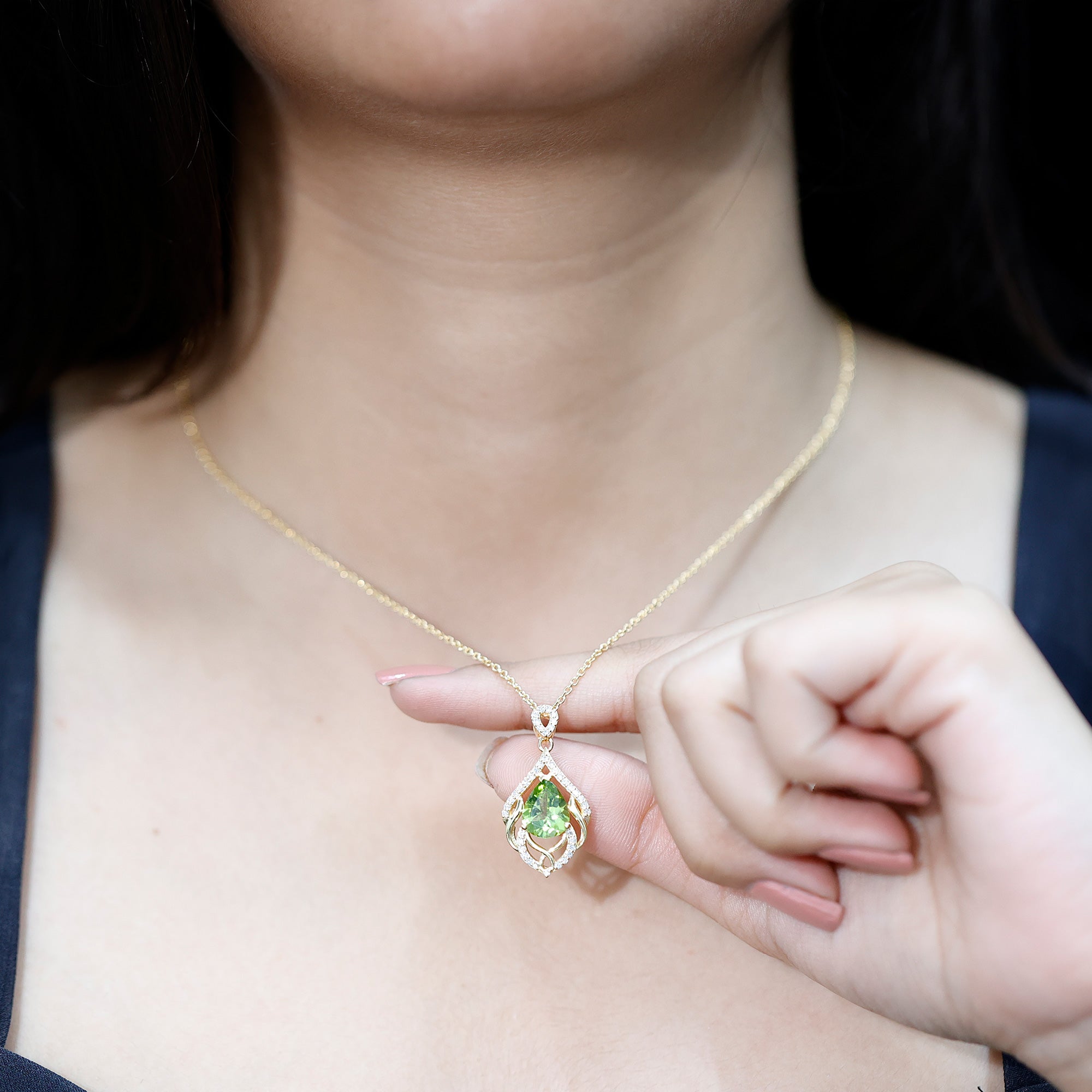 Designer Peridot and Diamond Bridal Statement Necklace