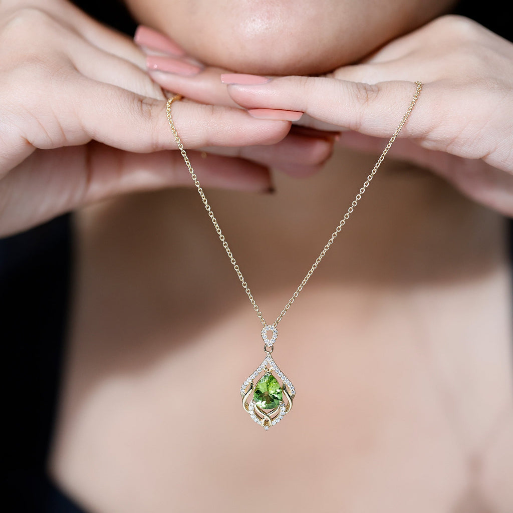 Designer Peridot and Diamond Bridal Statement Necklace