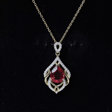Lab Grown Ruby and Diamond Wedding Necklace for Bride