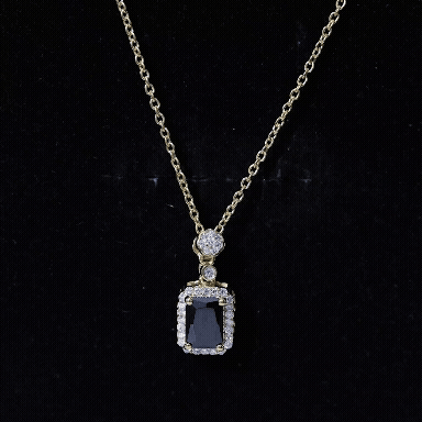 Lab Created Black and White Diamond Vintage Necklace