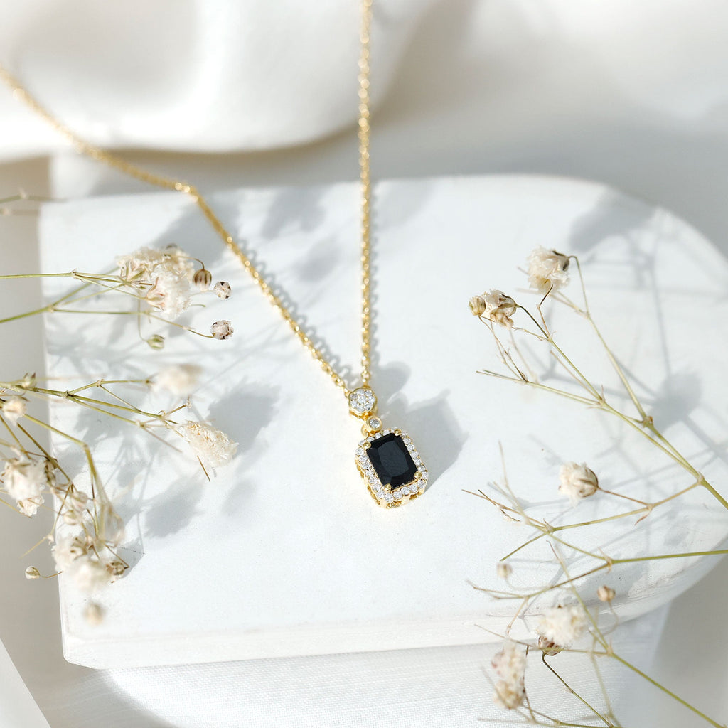 Lab Created Black and White Diamond Vintage Necklace