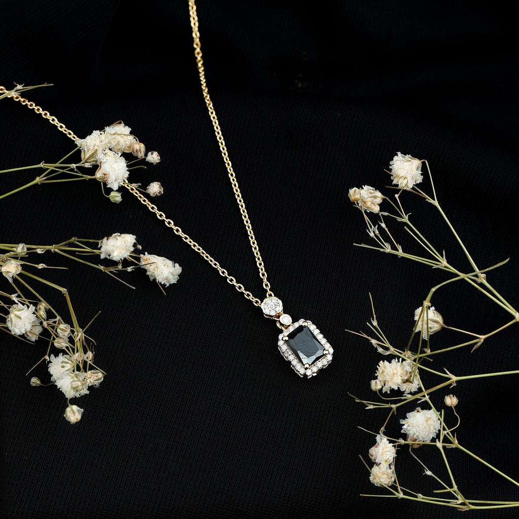 Lab Created Black and White Diamond Vintage Necklace