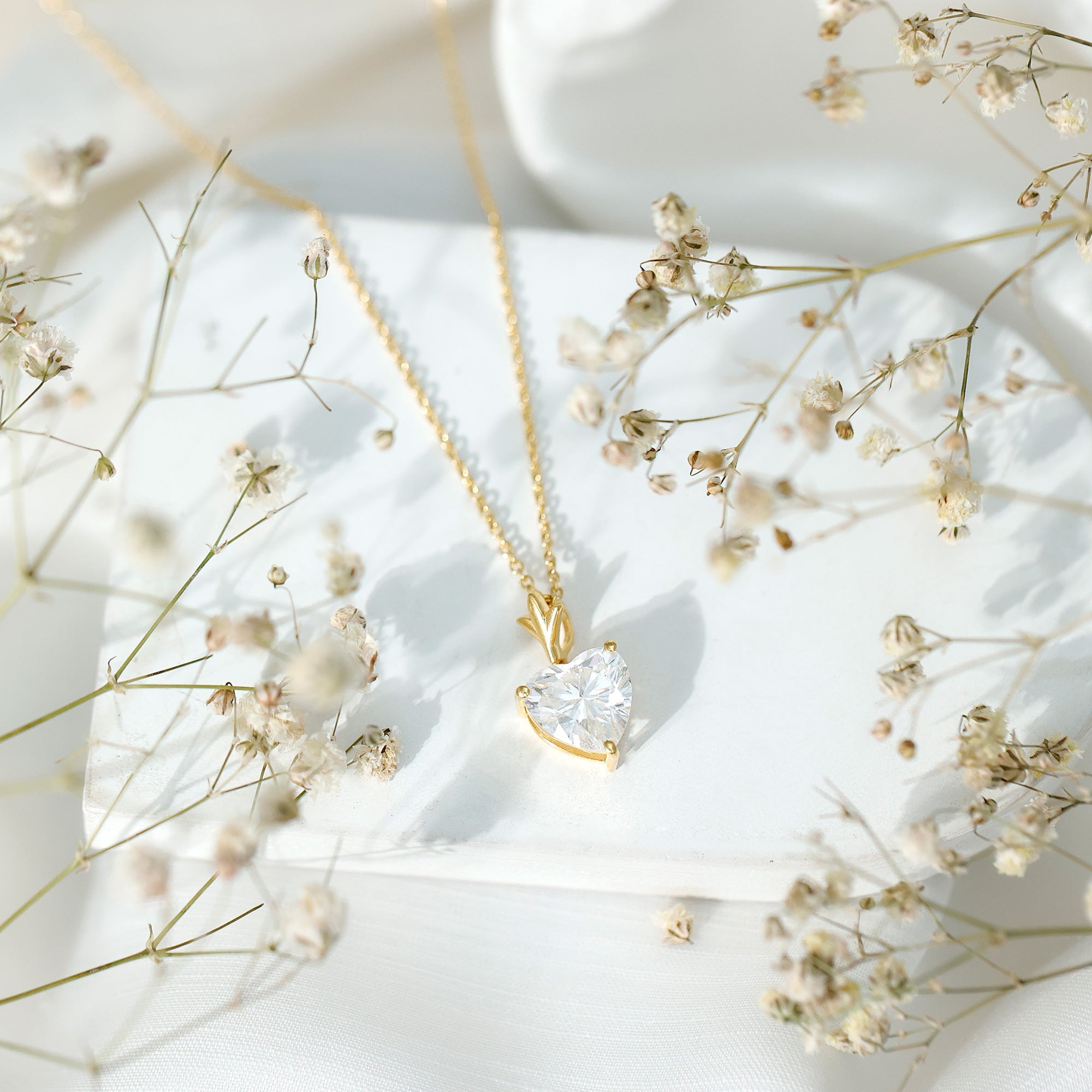 Certified 10 MM Moissanite Solitaire Heart Necklace for Her