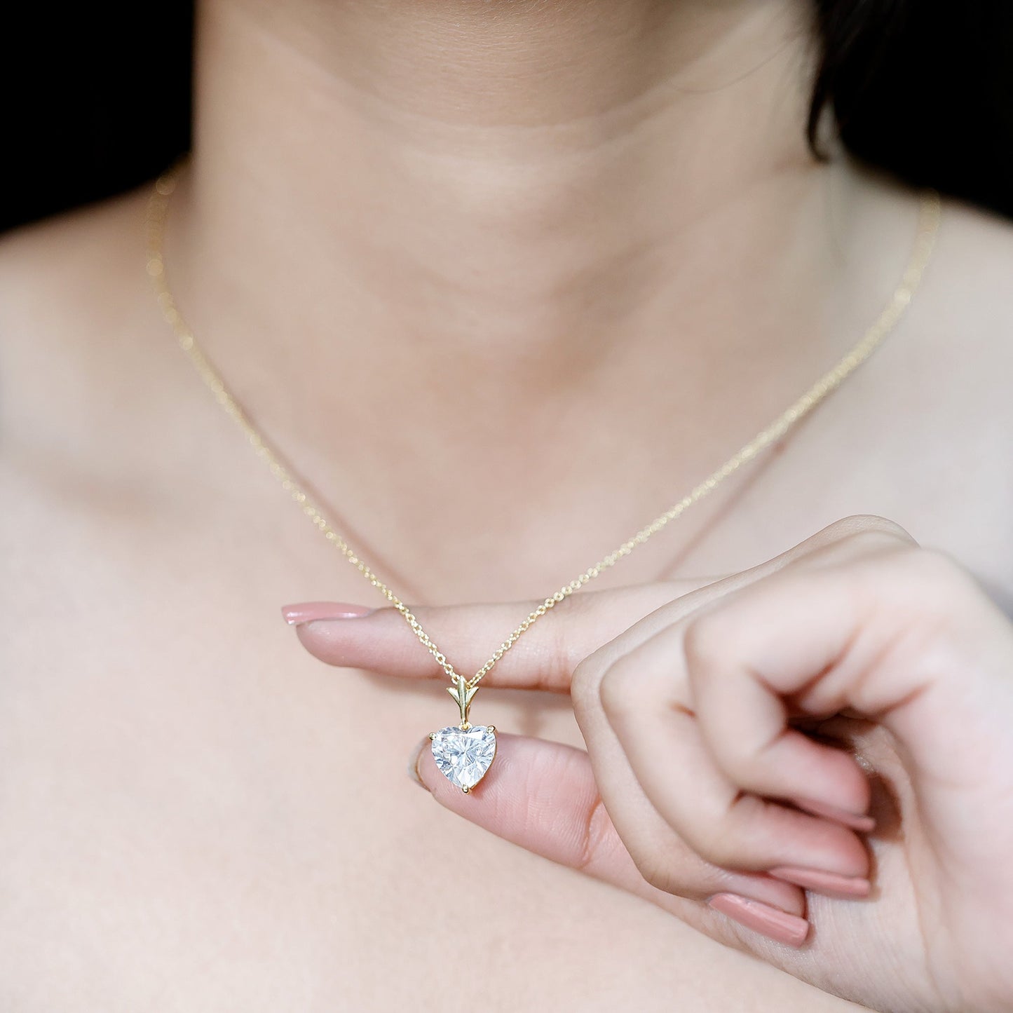 Certified 10 MM Moissanite Solitaire Heart Necklace for Her