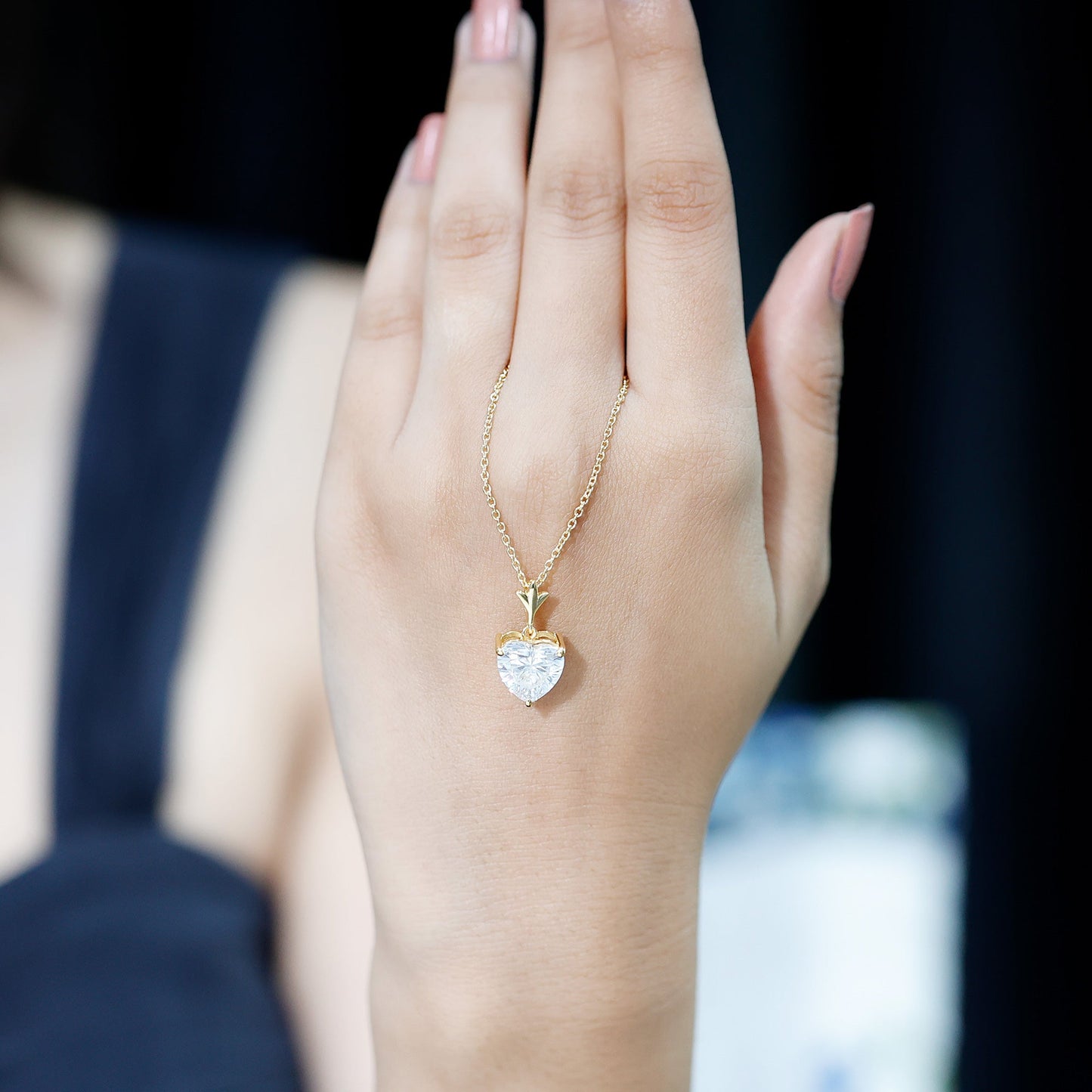 Certified 10 MM Moissanite Solitaire Heart Necklace for Her