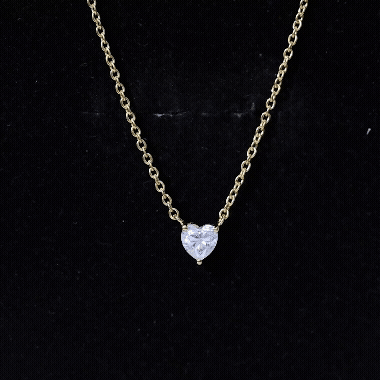 Certified Solitaire Moissanite Heart Necklace with Silver Chain