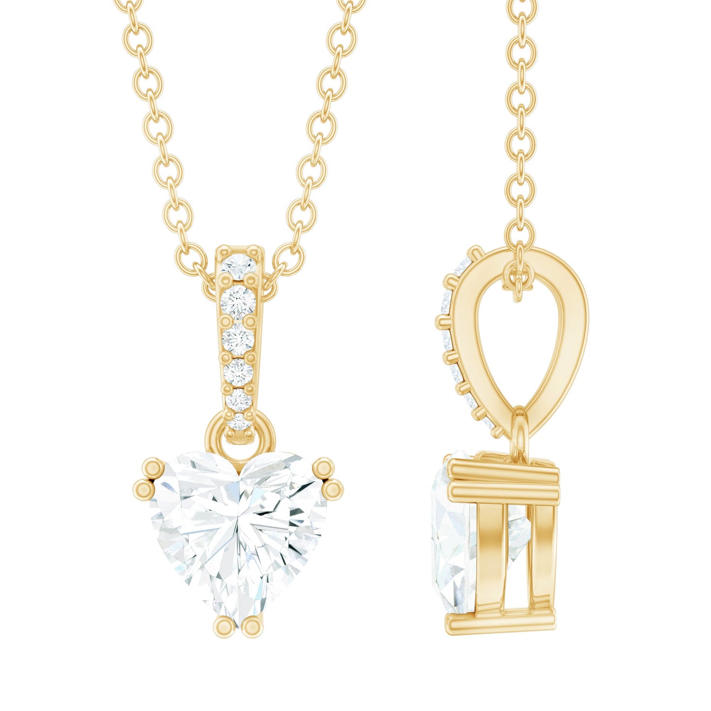 Certified 5MM Moissanite Heart Locket With Silver Chain