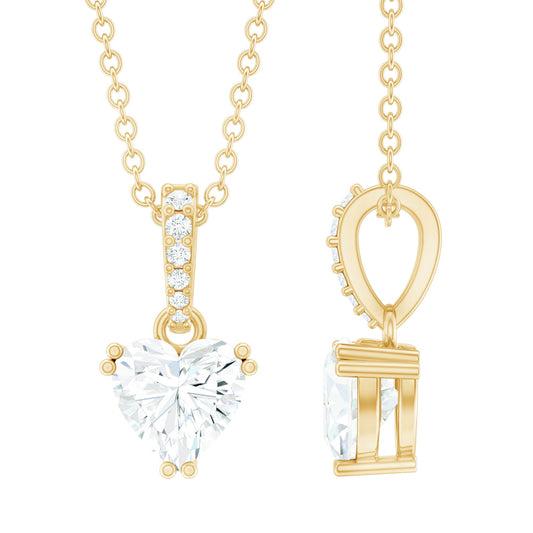 Certified 5MM Moissanite Heart Locket With Silver Chain