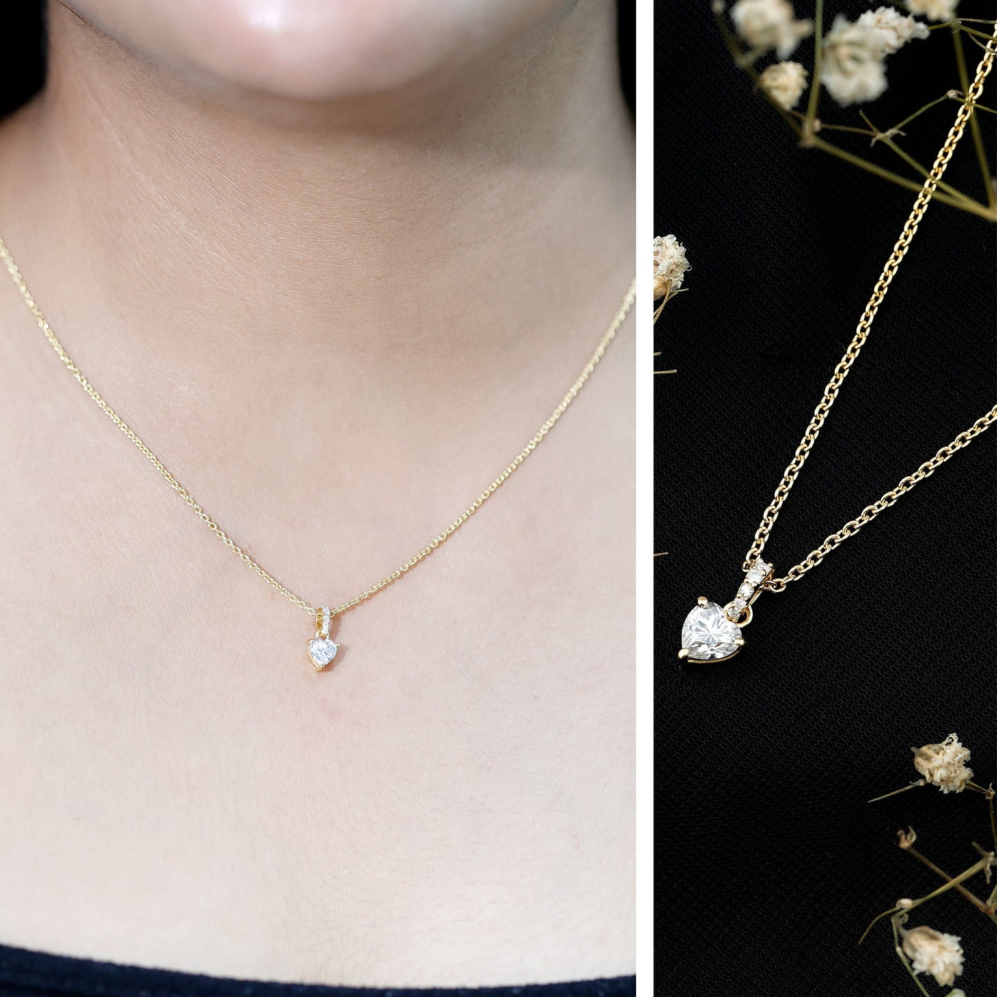 Certified 5MM Moissanite Heart Locket With Silver Chain