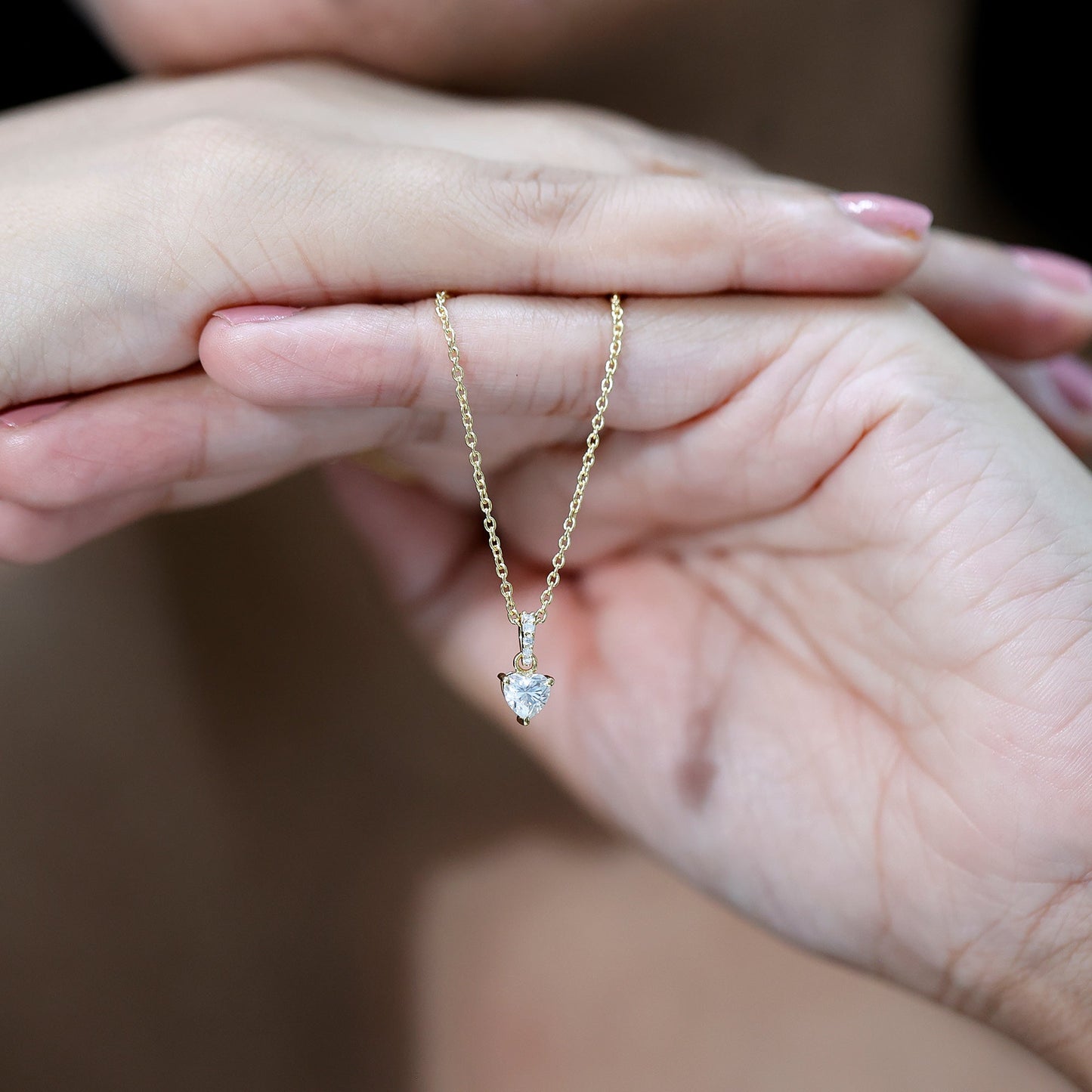 Certified 5MM Moissanite Heart Locket With Silver Chain